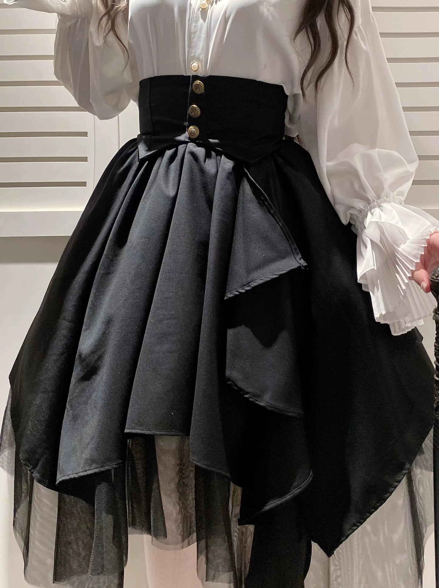 레트로고식스타일리본타이츠+일레기럴치유르스카트스