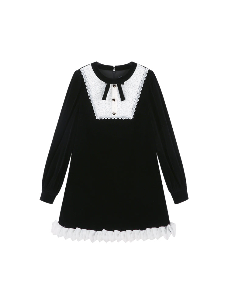 Black bell bet French retro dress
