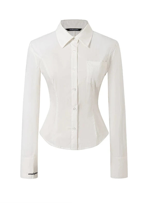 コリアンデザイン2カラーウエストスリムシャツ【予約商品】