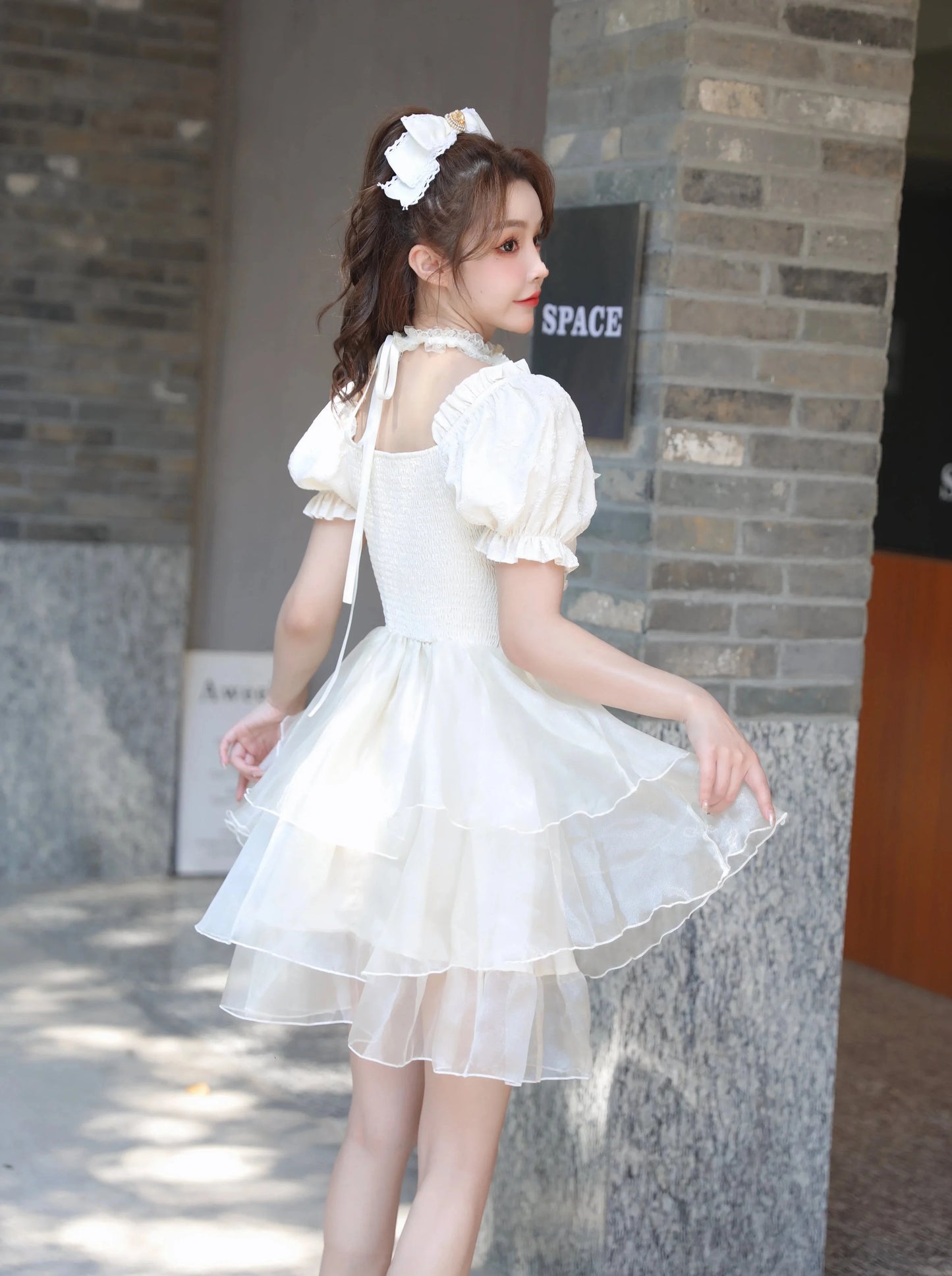 ピュアホワイトスイートガーリーワンピース