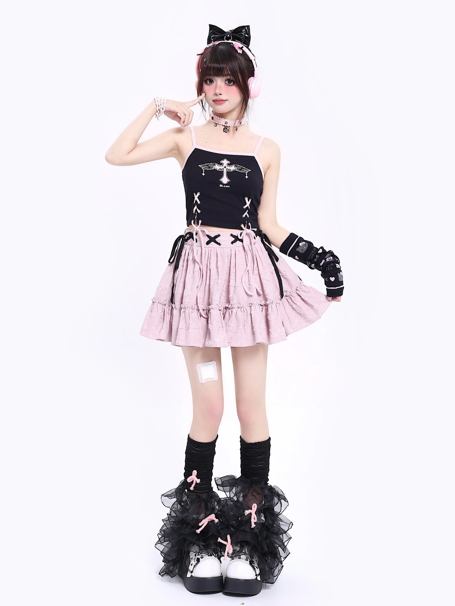 クロスレースアップサマーキャミソール