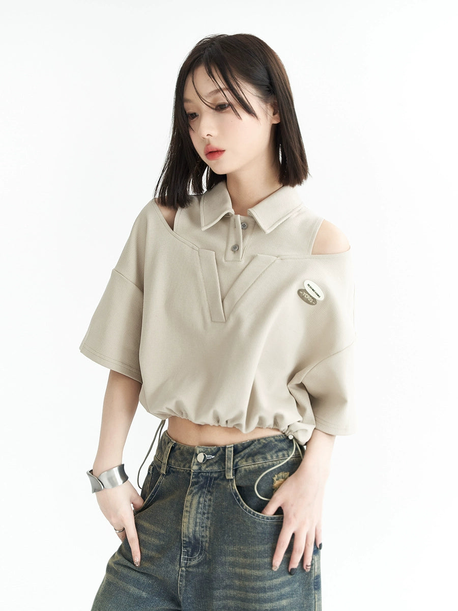 Cut Shoulder Design Short Summer Tops