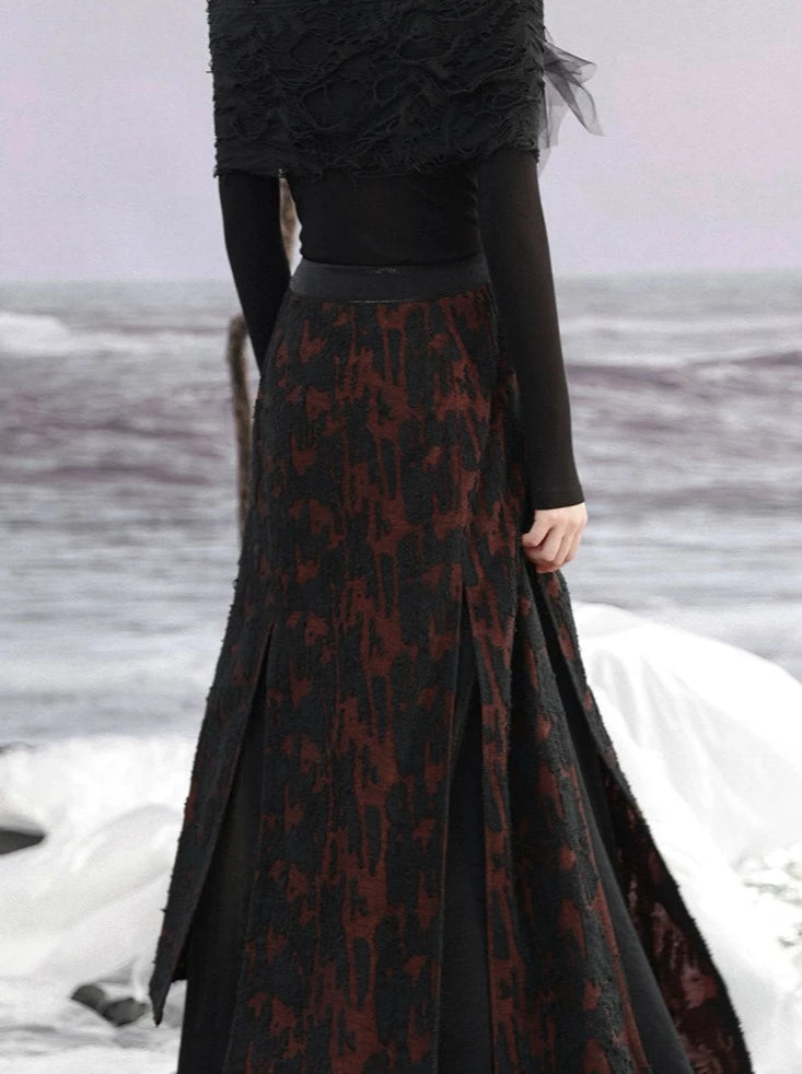 ダークレトロニットパッチワークスカート