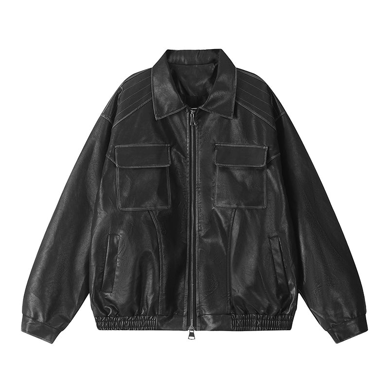 Loose Retro Silhouette Leather Jacket