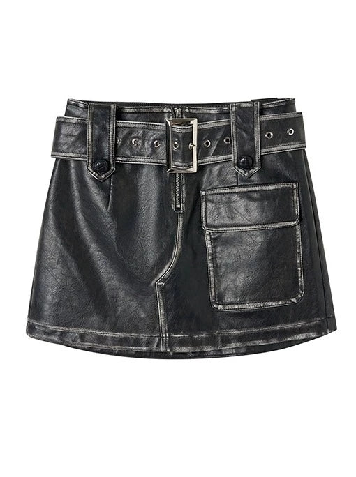 オッシュレザーオーバージャケット+ショートスカート