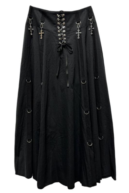Dark Cross Pendant Midi Skirt