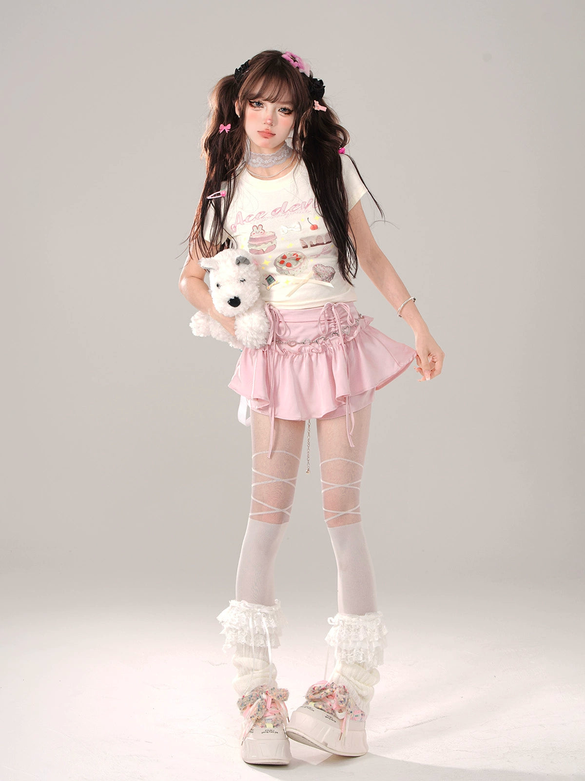 スイーツデコレーションプリントスリムクロップドTシャツ