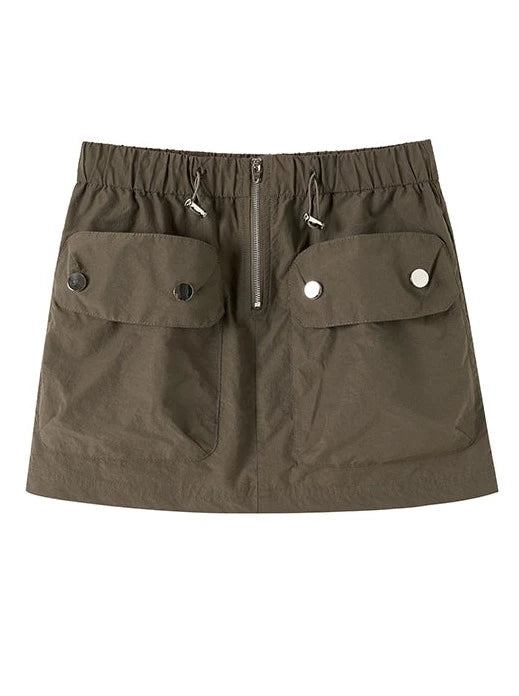 モードオフショルトップス+ダブルポケットスカート