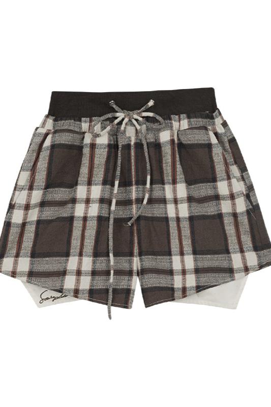 ブラウンチェックロングスリーブカジュアルセット