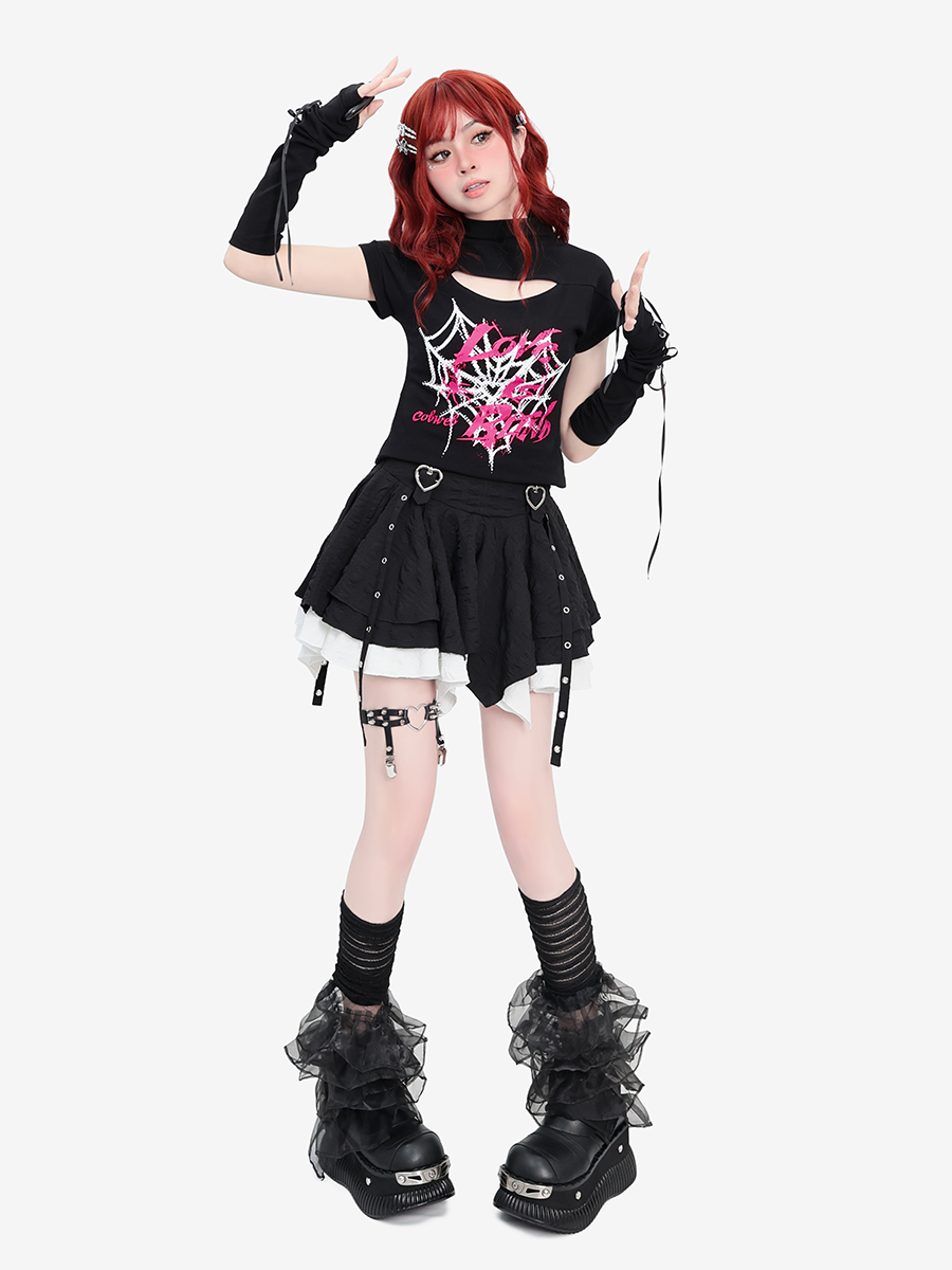 Jupe tutu plissée à la taille avec motif en forme de cœur