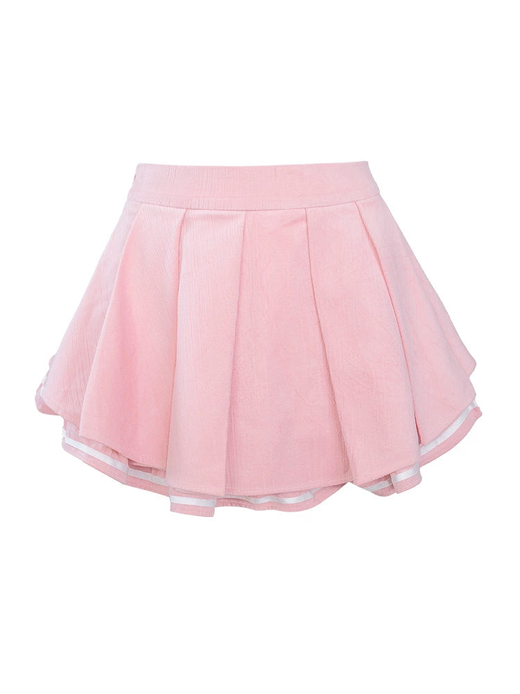 Haut bleu marin beauté du dimanche+jupe rose