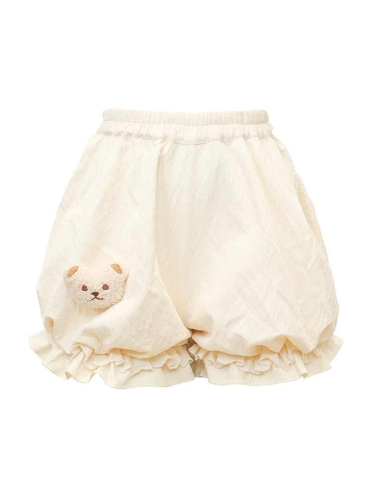 Caramel flill cardigan + frill neck camisole + pump kinpants