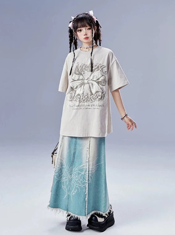 Design light blue denim skirt