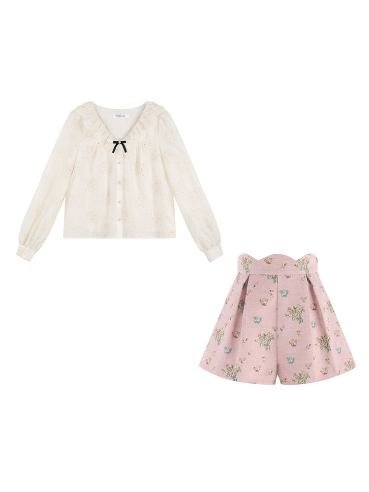 Applicotto Raffle long sleeve shirt set