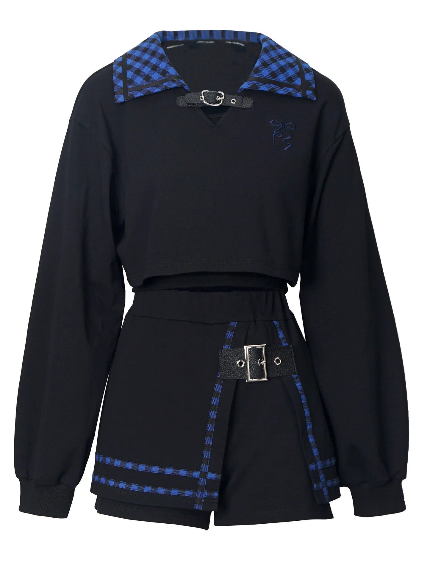 Blue Grid Cat Ear Set