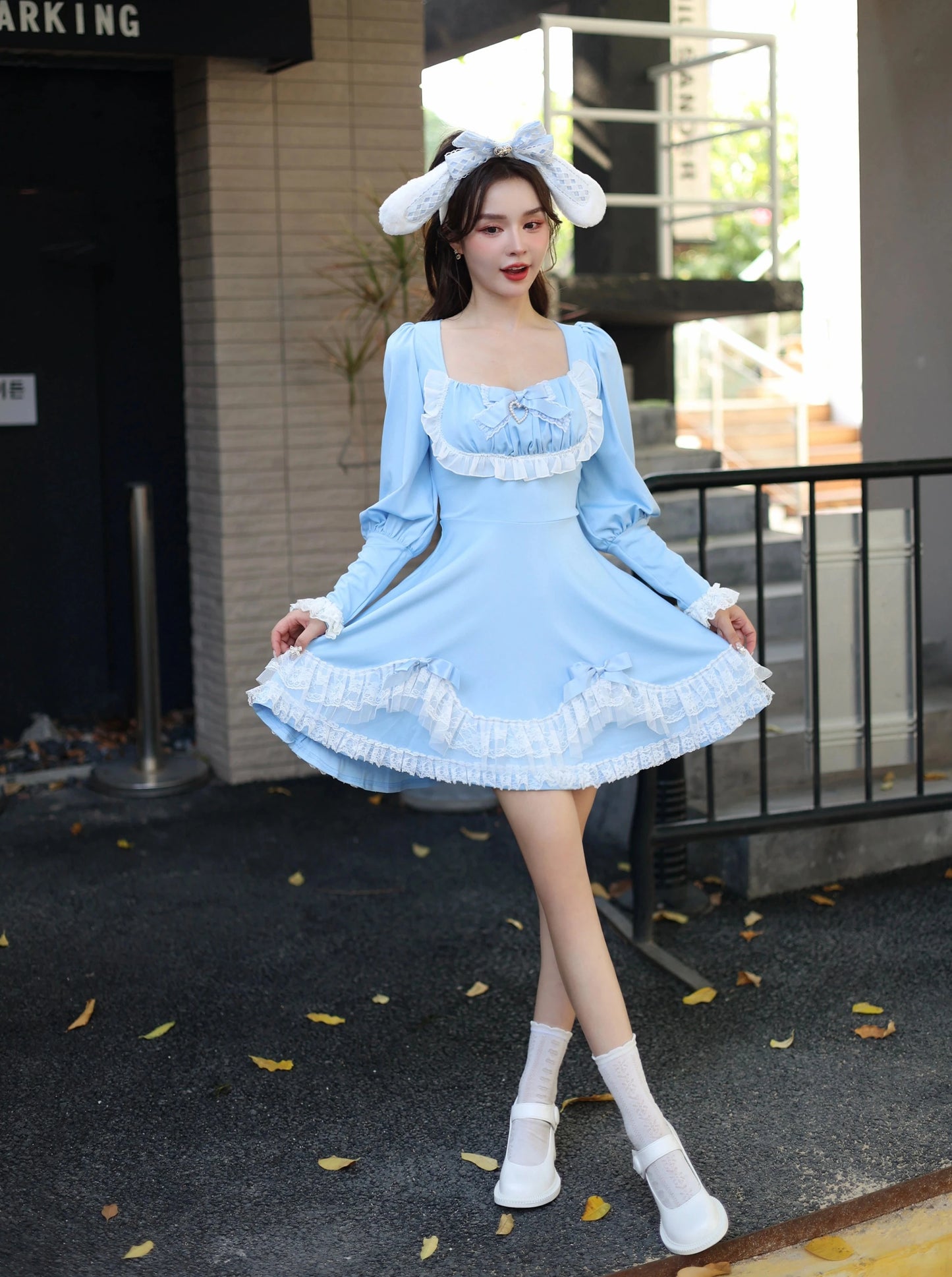 Blue Ribbon Lace Sweet Dress