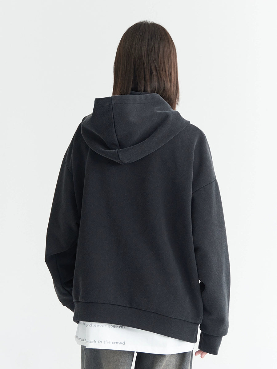 Printed Loose Zip Hoodie