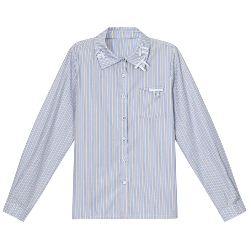 Mew Series Stripe Bow Polo Shirt Set-Up