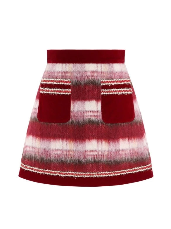 레드 스위트 리본 코트 + 더블 포켓 스커트