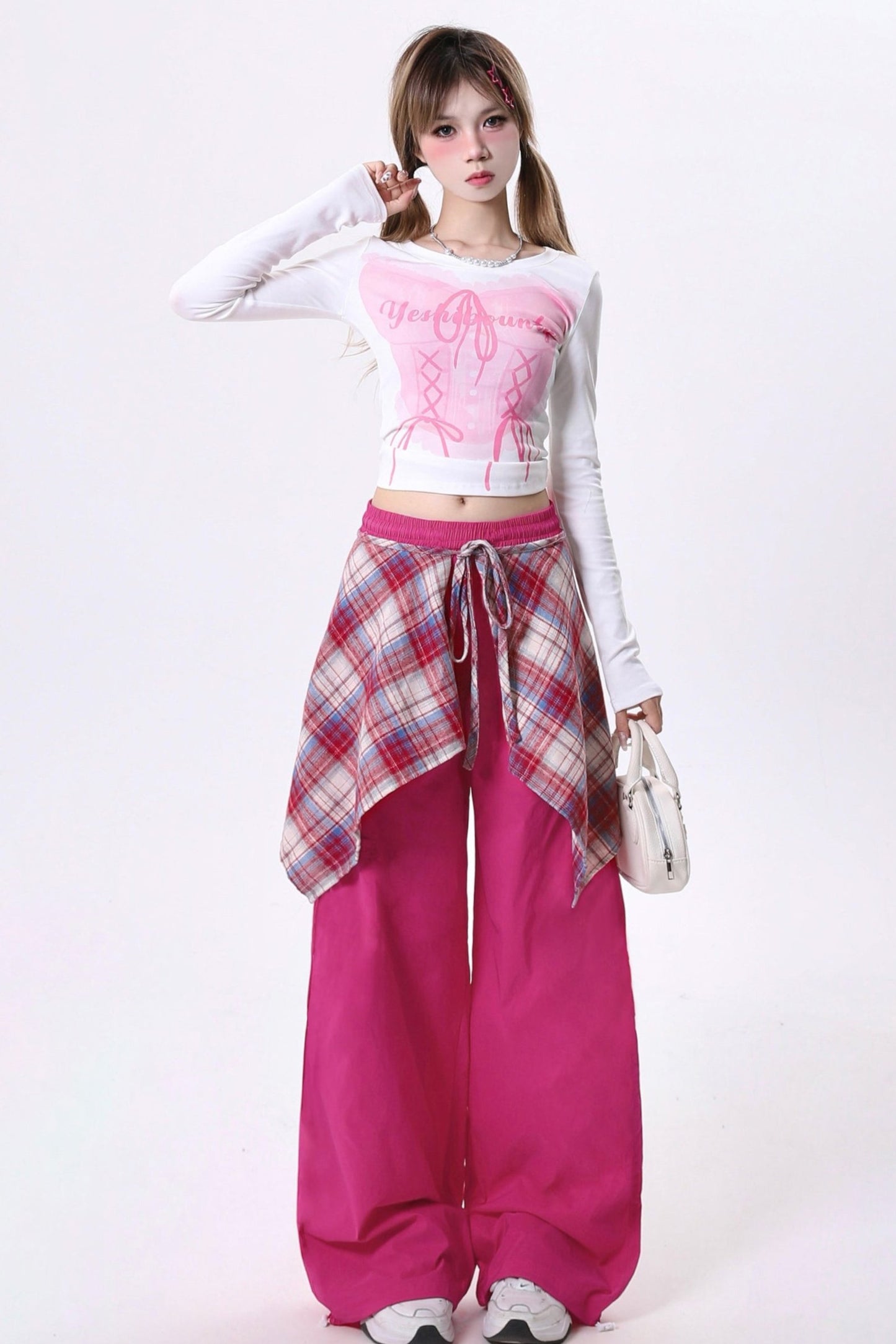 ローズレッドストリーマーポケットパンツ