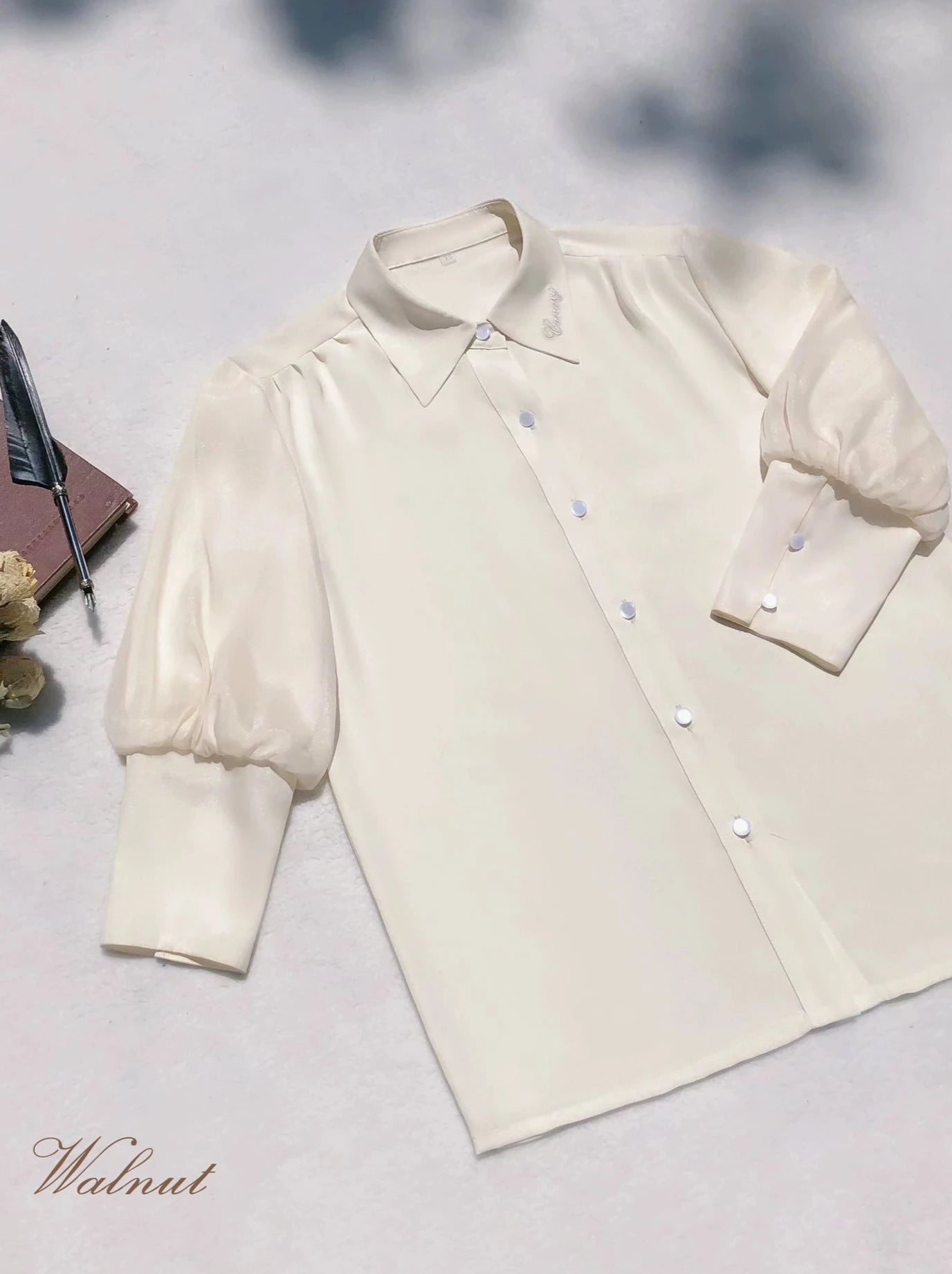 カレッジスタイルクリームシフォンインナーシャツ+Vネックベストスカート+リボンアクセサリー【予約商品】