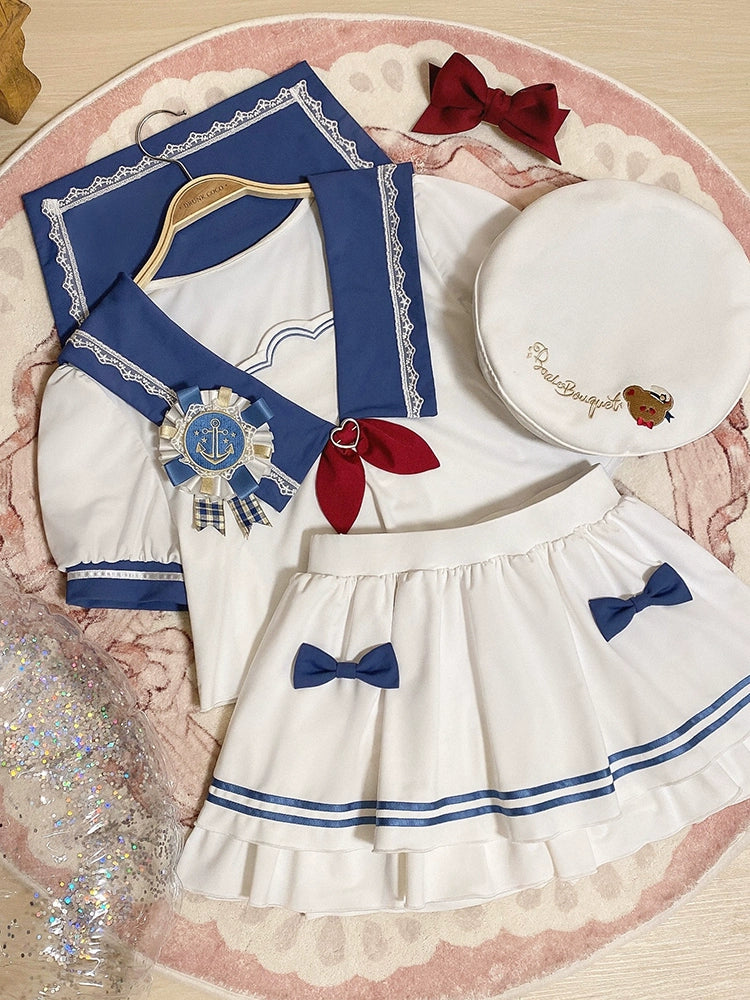 Sweet Girl Sailor College Swimsuit