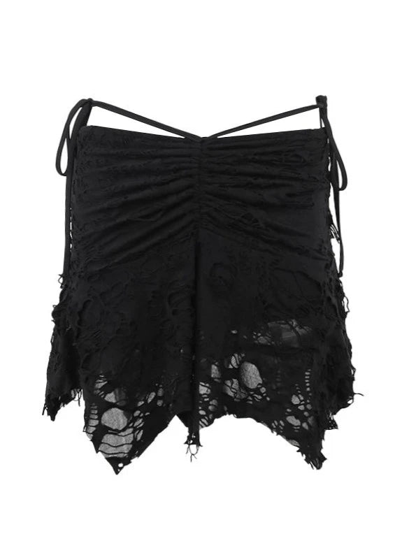 Damaged Chic Summer Top + Dark Skirt