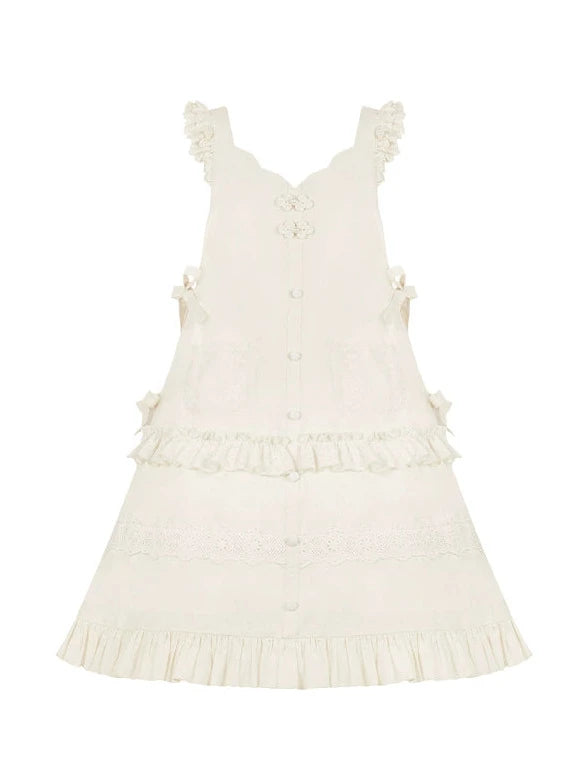 China Romantic Embroidery Lace Shawl + Ribbon Top + Skirt + Apron