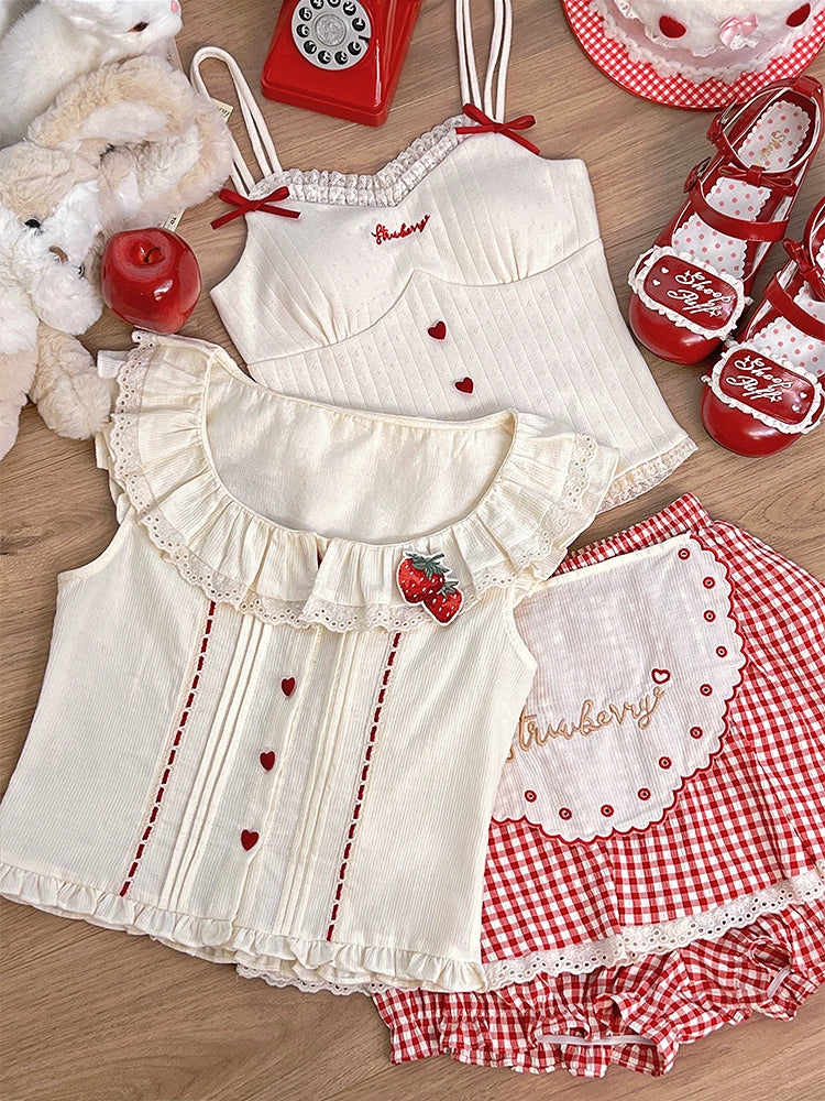 Sweet Girly Shirt + Camisole + Skirt