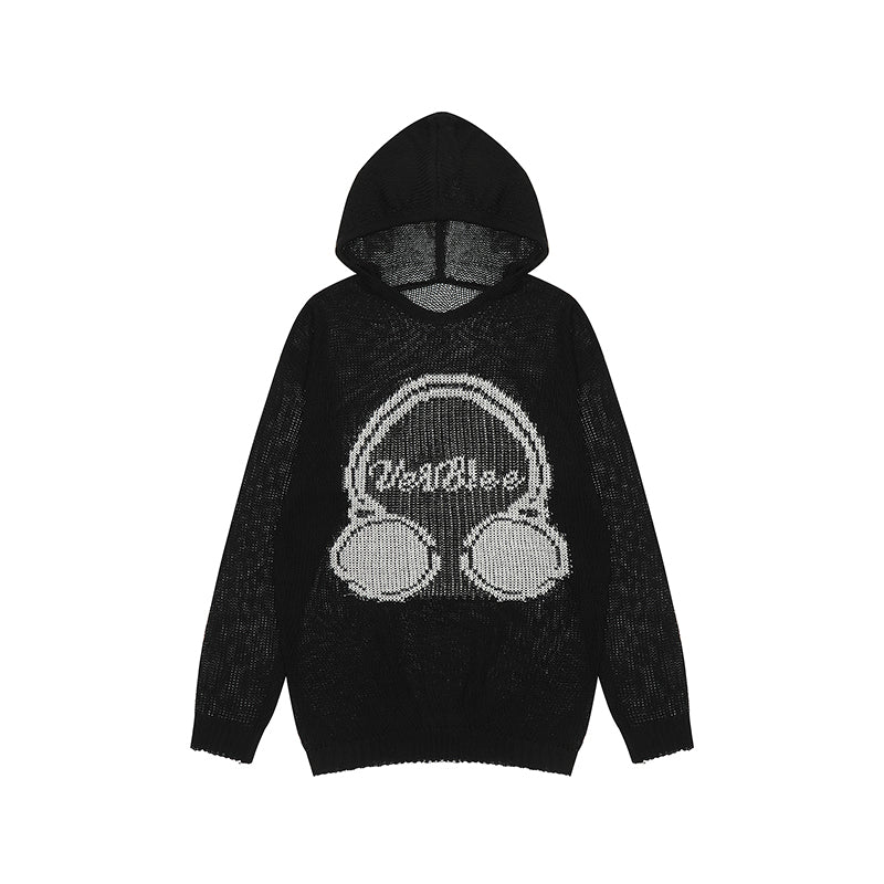 Hooded Knit Cutout Smock