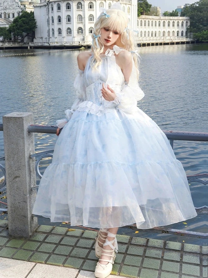 極美品✨ CFCL ポートレートロングスリーブドレス アイスブルー 極美品✨ CFCL ポートレートロングスリーブドレス アイスブルー