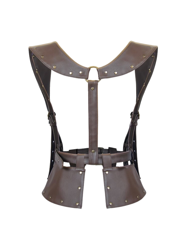 스팀 펑크 브라운 가죽 전술 벨트 숄더 스트랩 스트랩