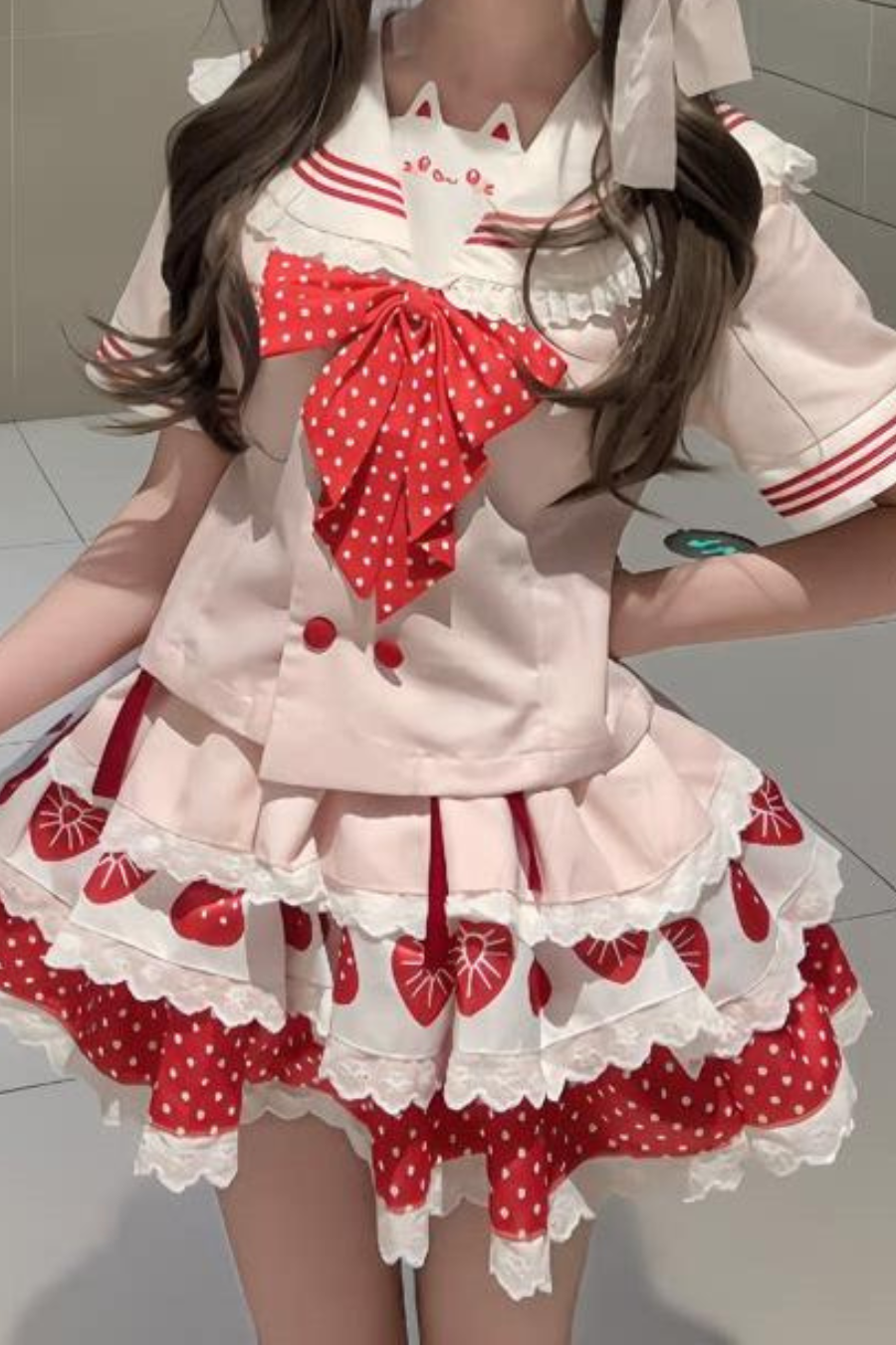 いちごと猫のセーラーセットアップ