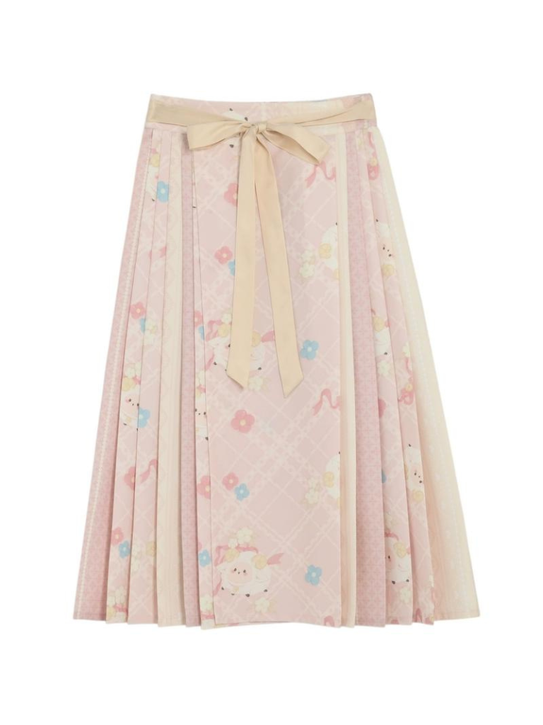 チャイナレトロシープファーベスト+プリーツスカート