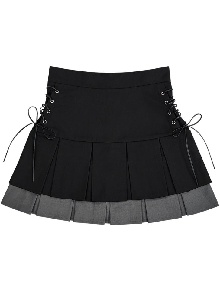 Side lace -up layered skirt