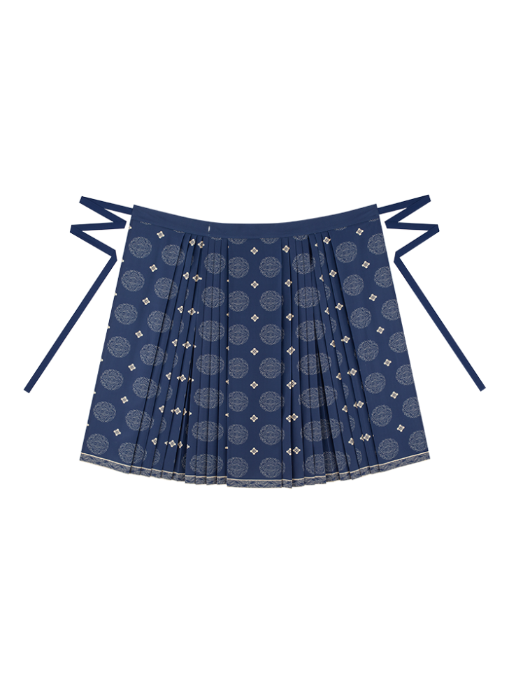 和柄チャイナトップス+レトロロングスカート