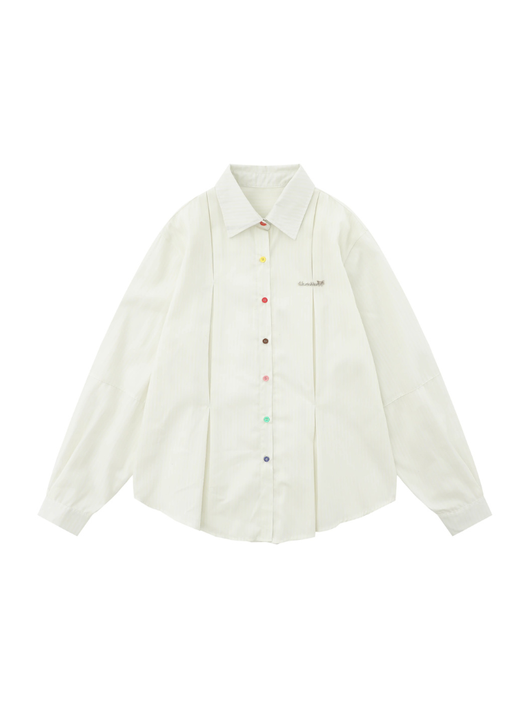 Niche design colorful button stripe shirt shirt