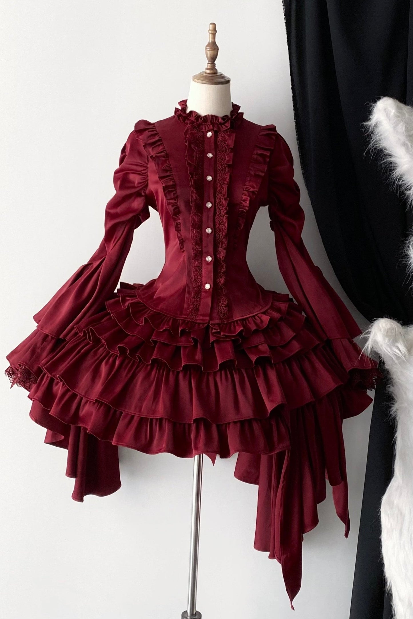 【2月21日予約締切】フォギーナイトローズゴシックロリータラッフルシャツ+イレギュラースカート