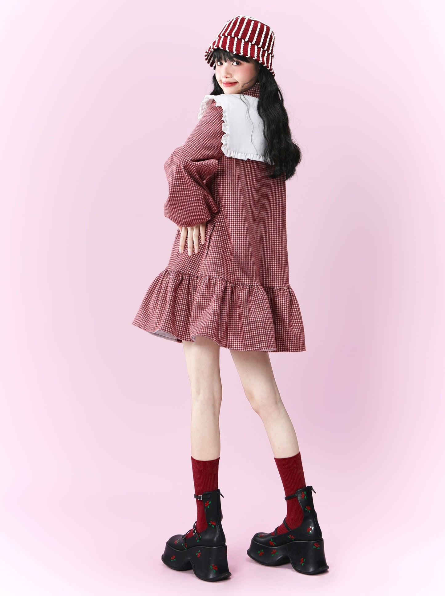 フレンチレトロカレッジスタイルウールジャケット