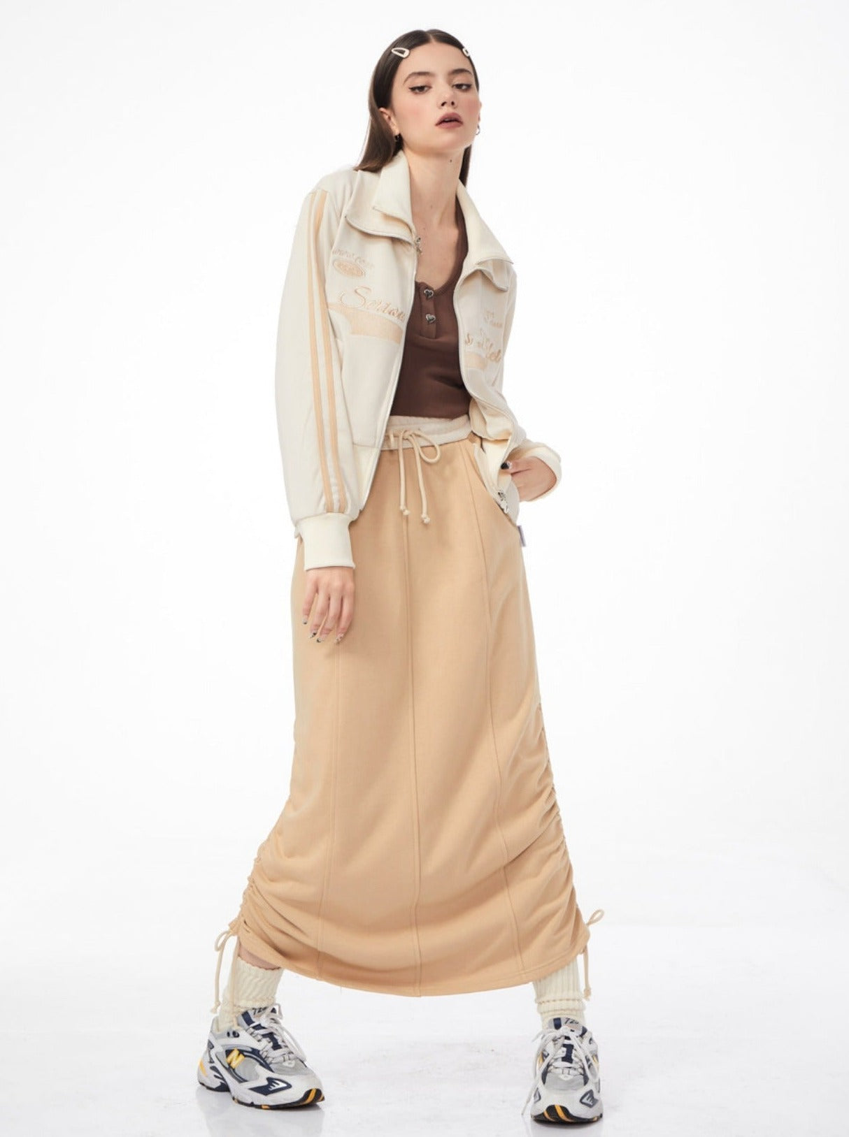 Sporty Casual Sweatshirt Long Skirt