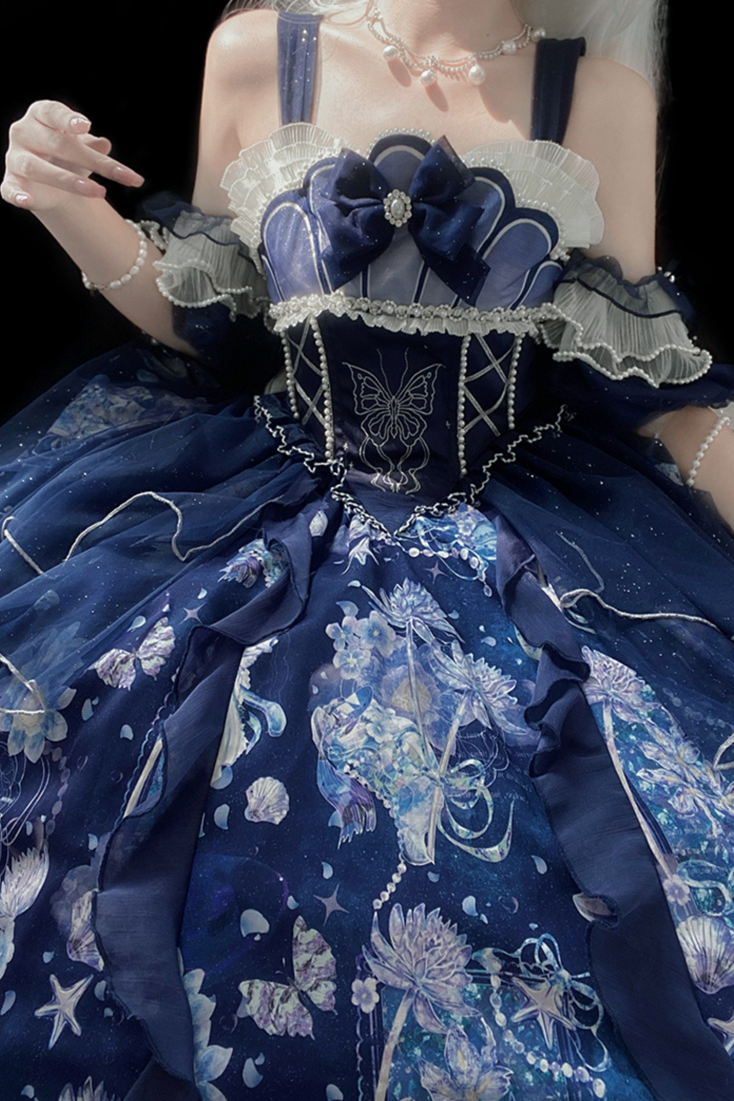 ストラップエレガントチェリーラブロリータJSK+リストスリーブ+ネックレス