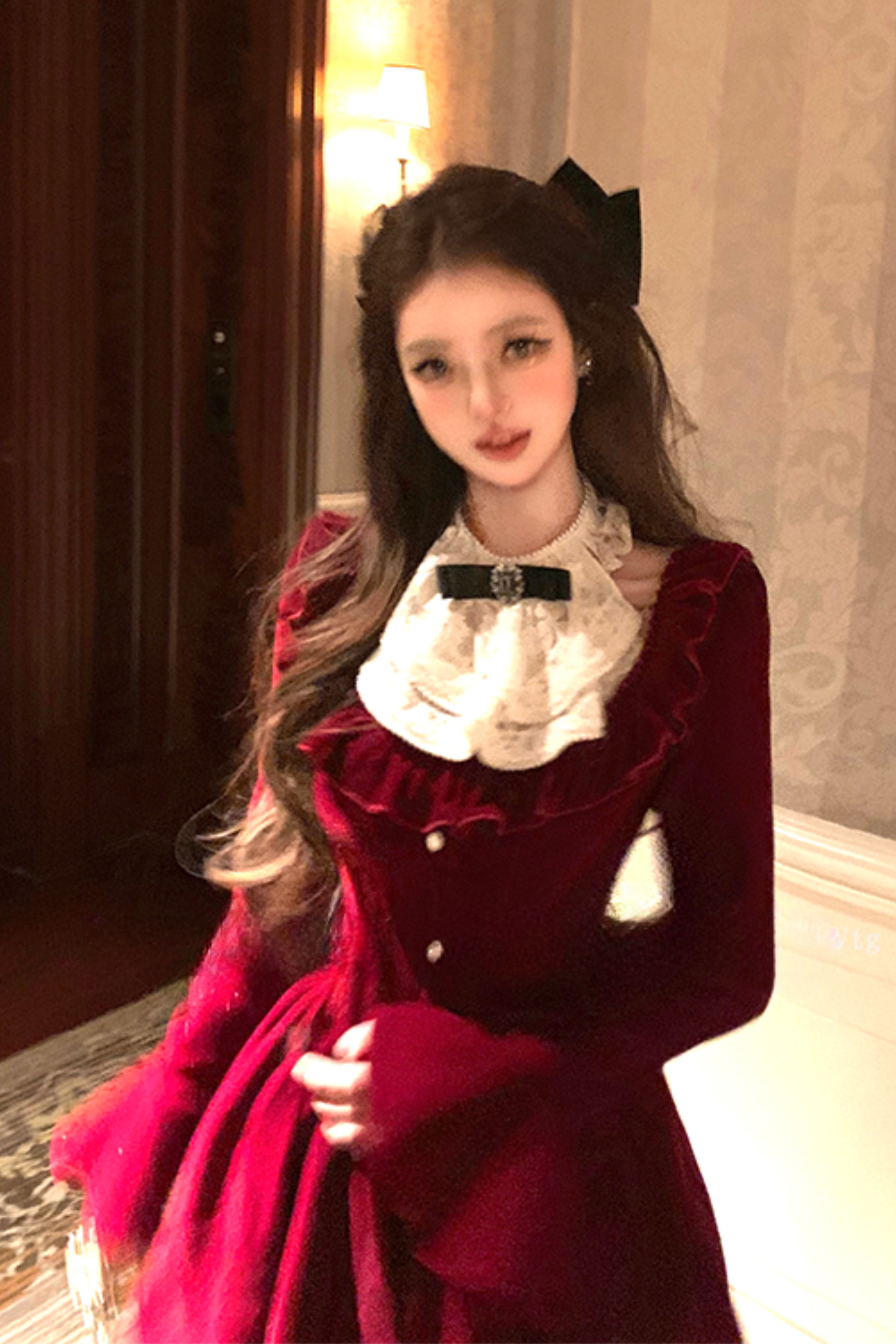 red velvet princess dress Velvet Princess Midi Dress (2 Colors)