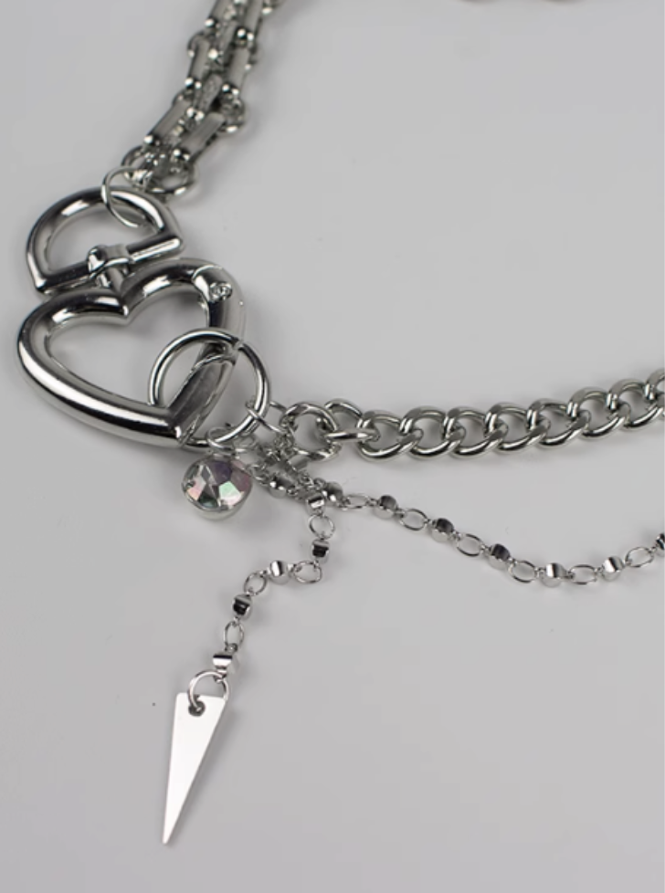 heart asymmetric chain choker necklace