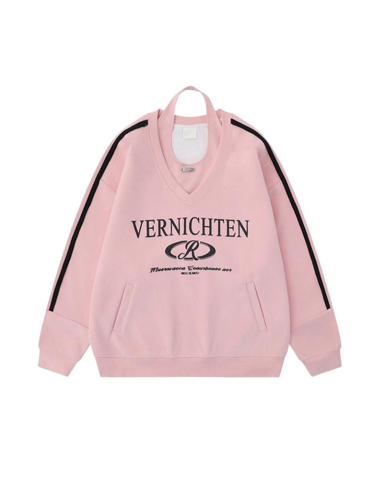 American Retro Letter Halter Neck Two Piece Strainer