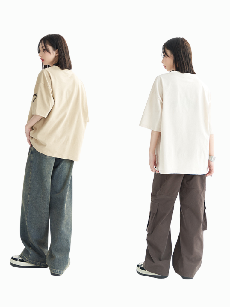 Printed Drop Shoulder Loose T-Shirt