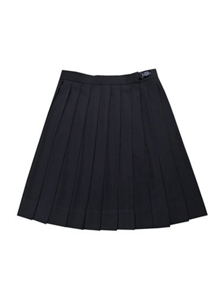 ボウタイブラウス+リボンデザインベスト+プリーツスカート