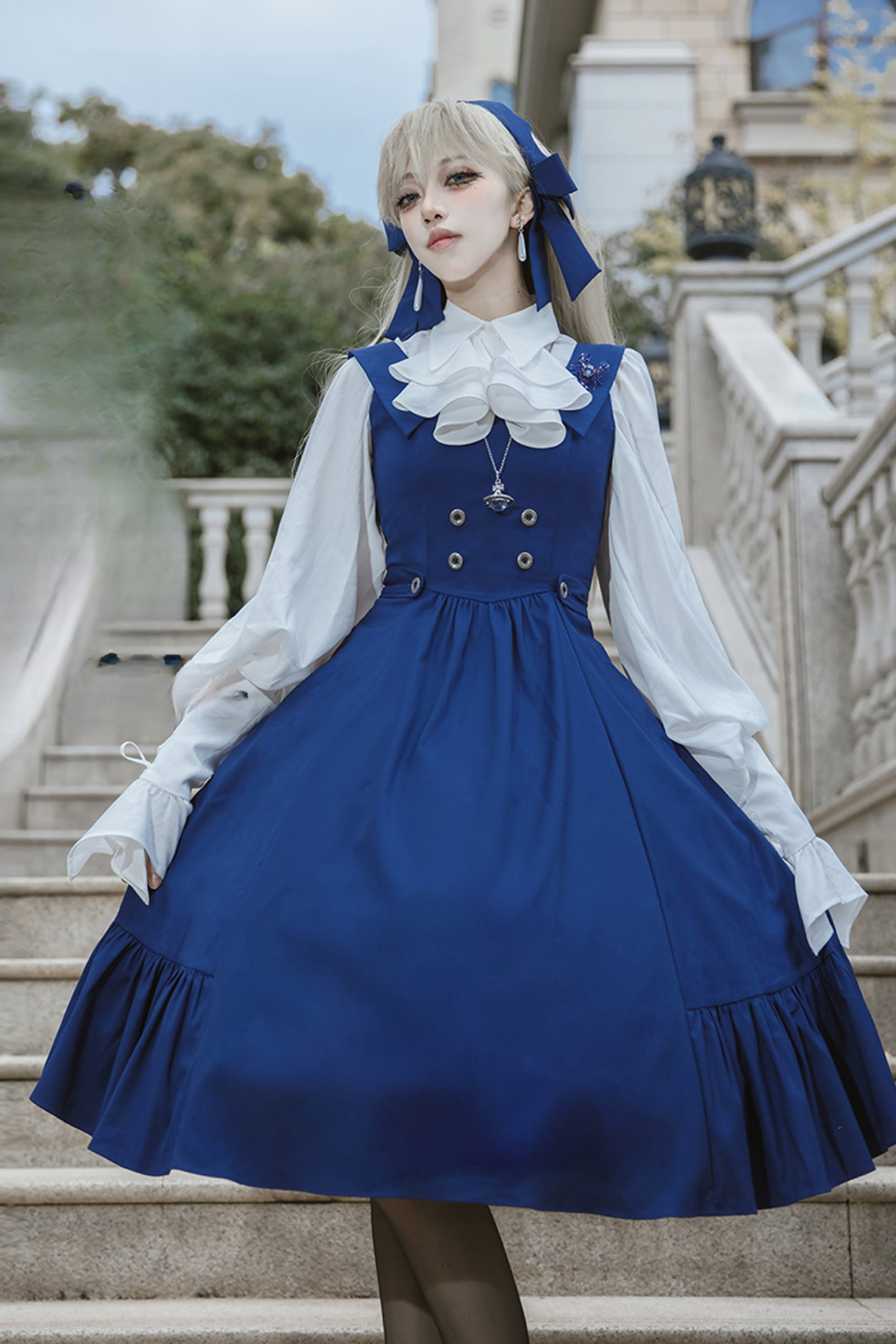 【12月9日予約締切】スプリットカラーエレガントバックレースアップドレス