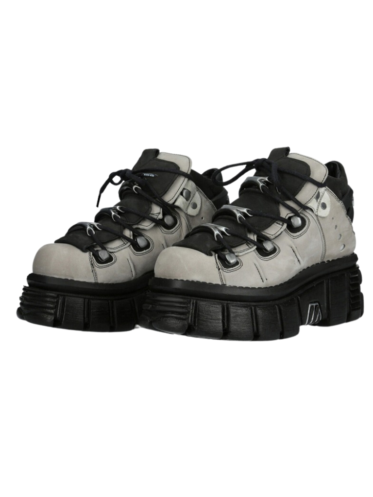 11カラーパンクロックレトロレザーメタルパワーソールスニーカー