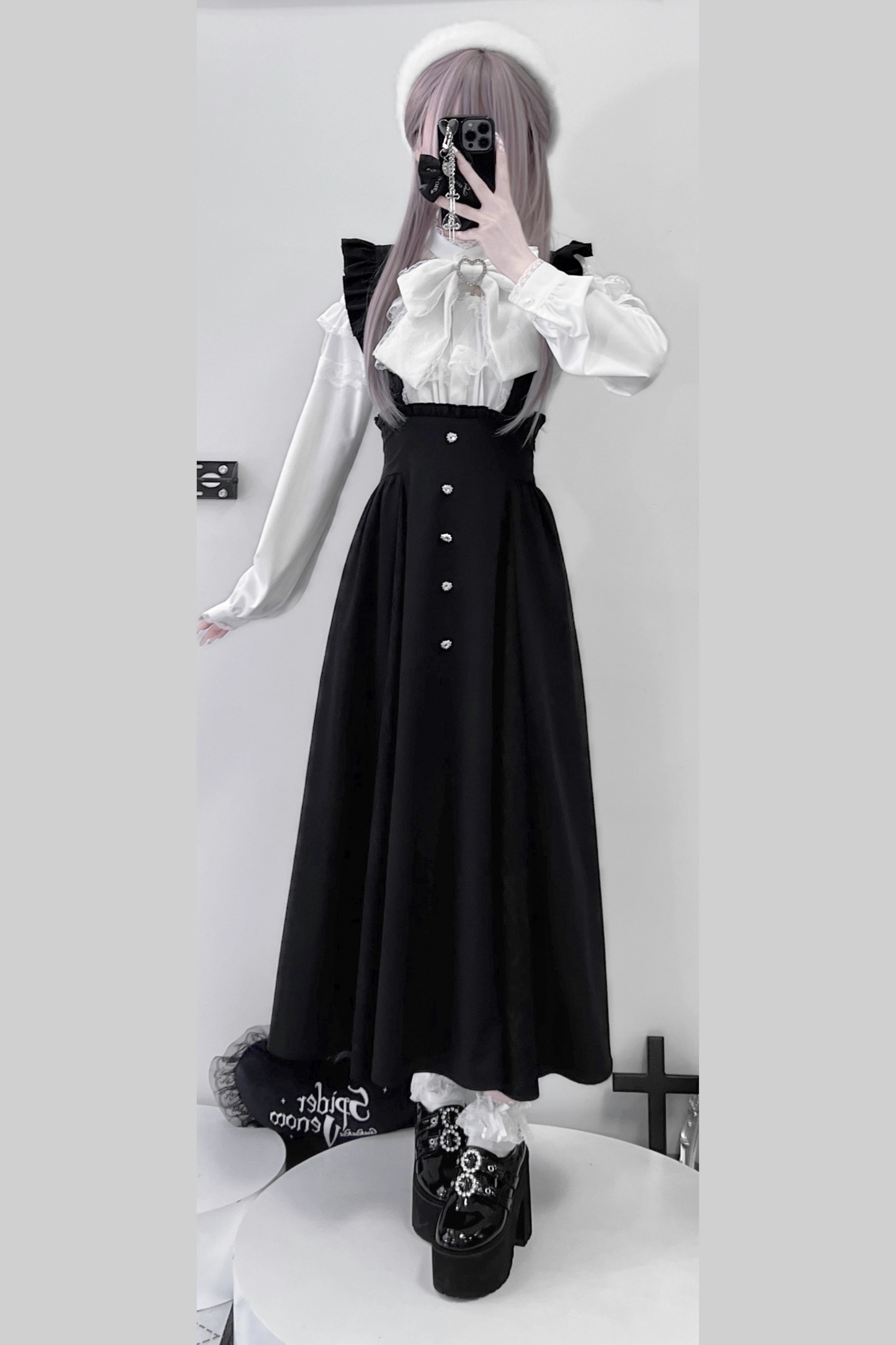 【予約商品】マインシリーズクリアロングエレガントサスペンダースカート