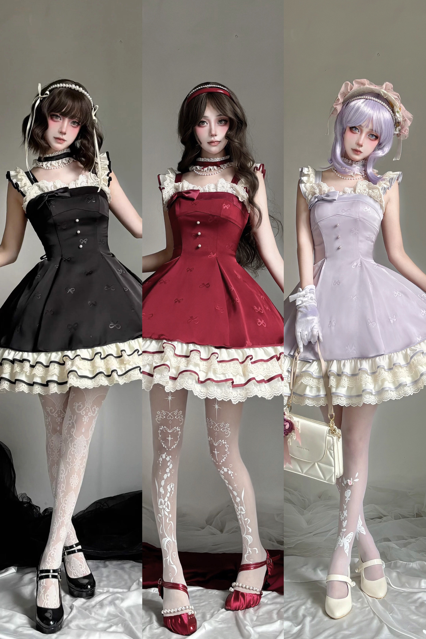 【1月29日予約締切】エレガントスイートロリータフリルリボンサスドレス+チョーカー